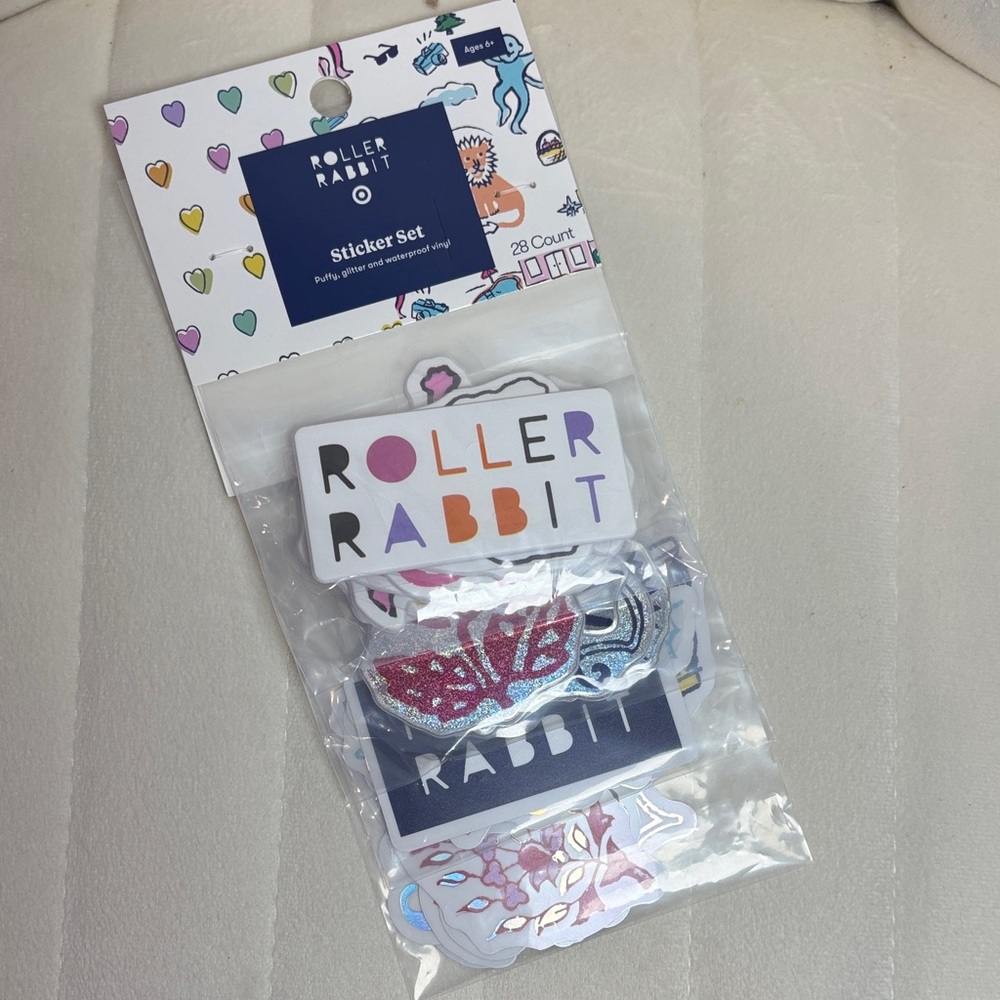 Roller Rabbit x Target Kids Sticker Set - Pink, Blue, Silver 28 Count NEW